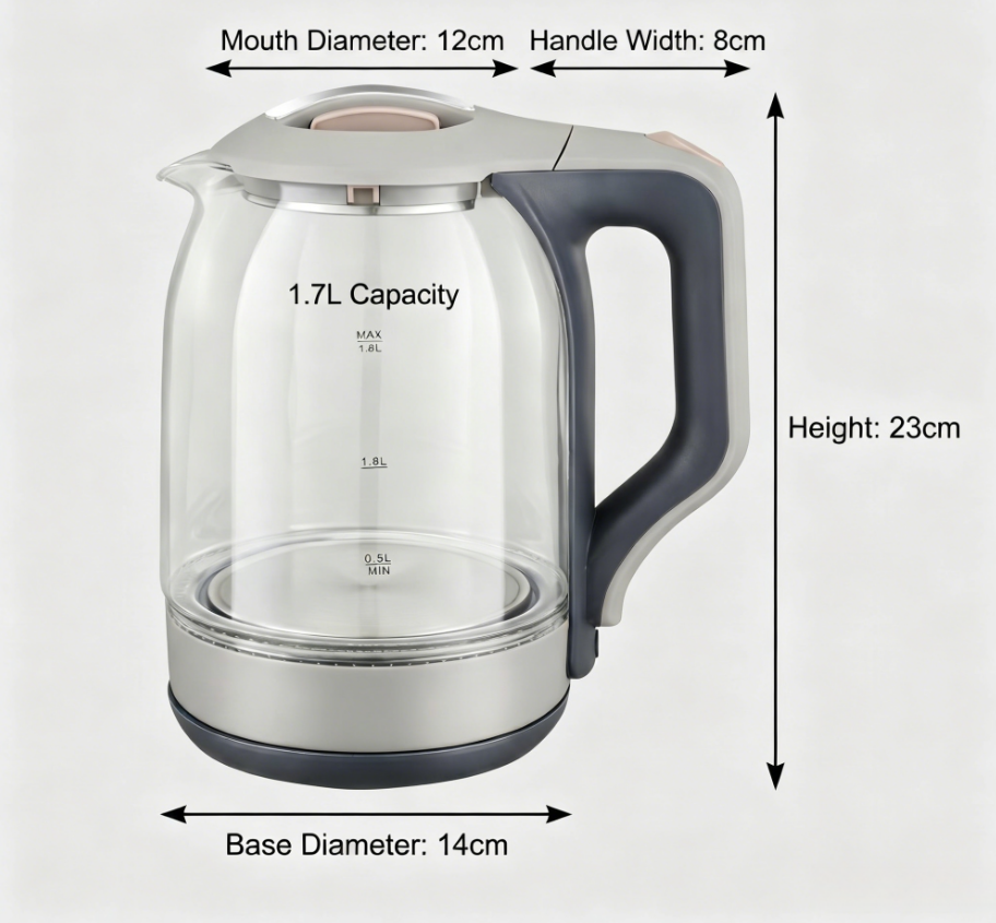 1.8L Electric Kettle 1500W | Fast Boiling Water Heater for Home & Office
