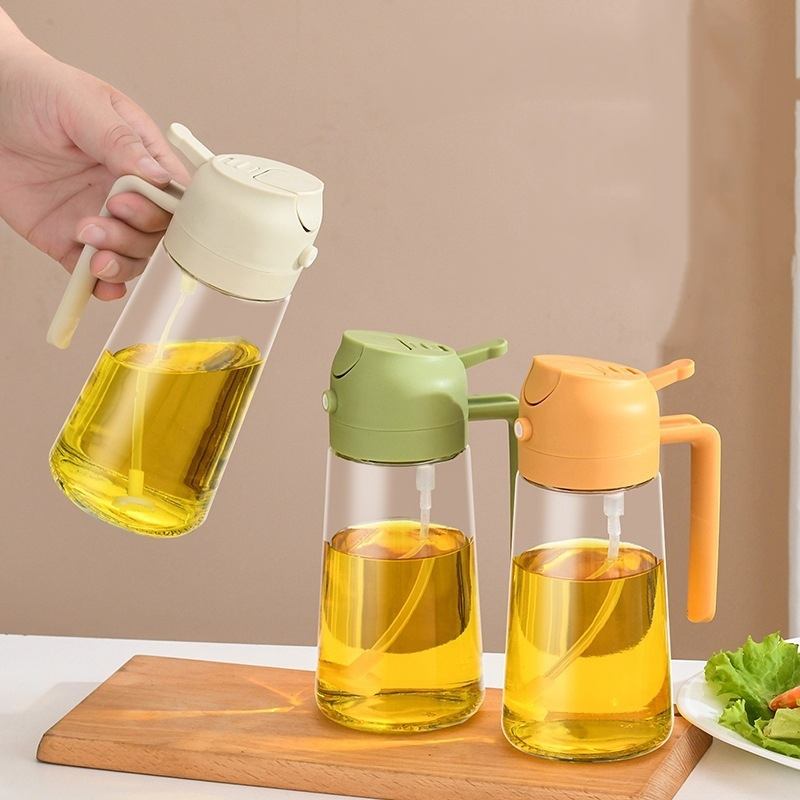 470ml Glass Oil Dispenser with Pump Sprayer | 2-in-1 Oil Mist & Pour Bottle