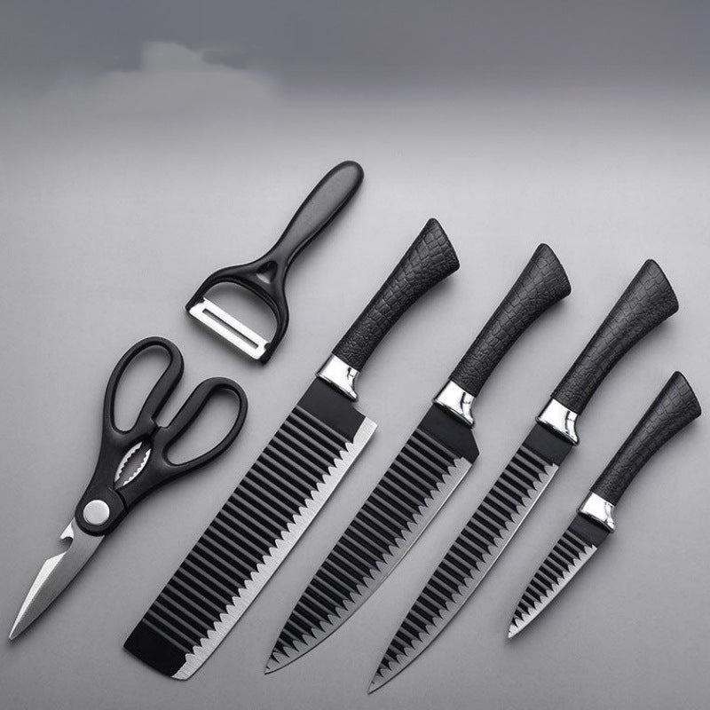 6-Piece Kitchen Knife Set with Chef Scissors & Ceramic Peeler | Non-Stick Coated Stainless Steel Blades