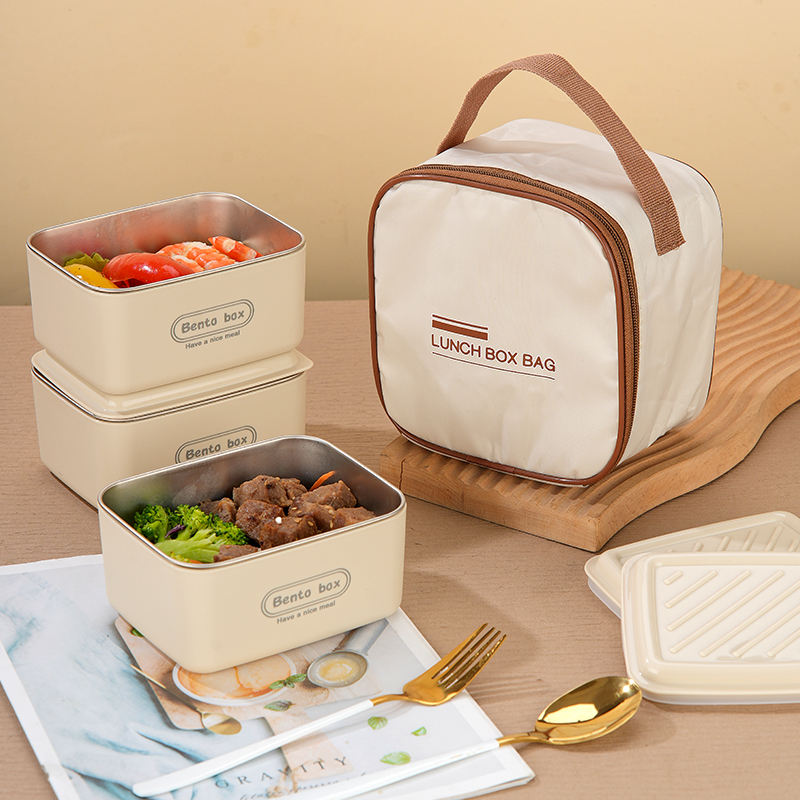 Stainless Steel Lunch Box Set with Bag | 3-Tier Stackable Food Container