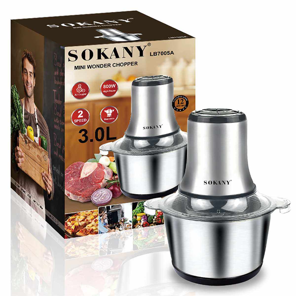 3L stainless steel bowl meat grinder