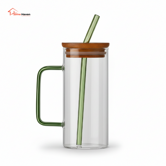 400ml square glass cup with handle