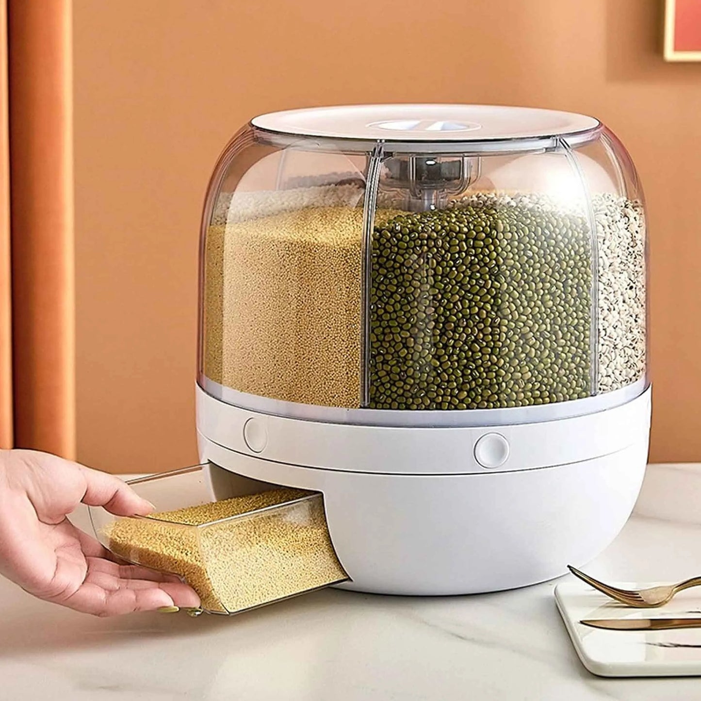 6 compartment rotating food storage container