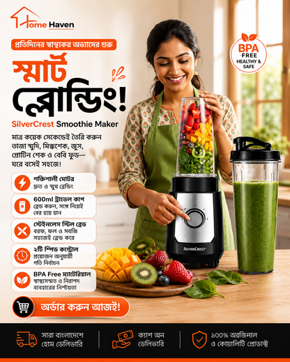 SilverCrest Smoothie Maker | Personal Blender with 2×600ml Travel Cups