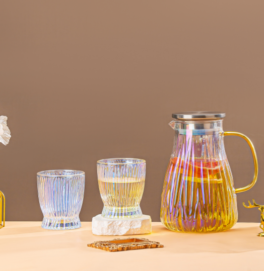 Clear glass cups matching set