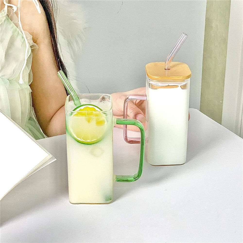 Eco friendly bamboo lid glass mug
