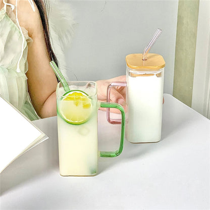 Eco friendly bamboo lid glass mug