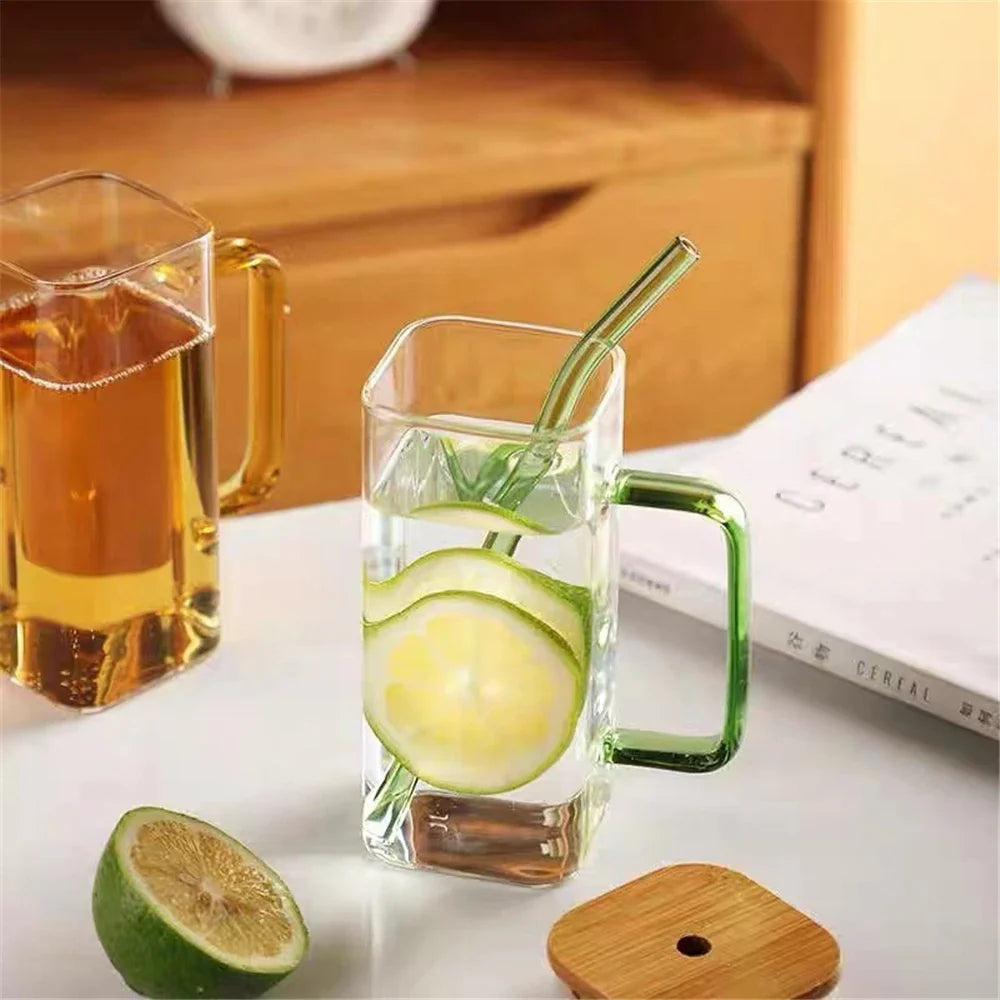 Glass cup with reusable straw