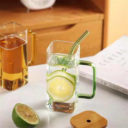 Glass cup with reusable straw