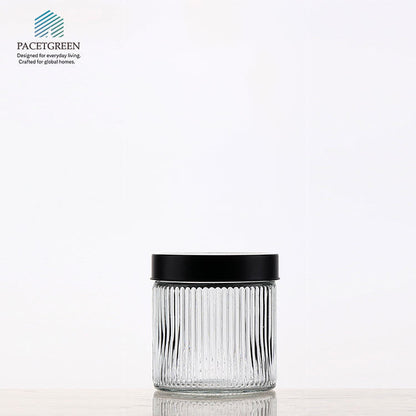 Glass Storage Jars Set Airtight Kitchen Containers with Black Lids for Food Storage