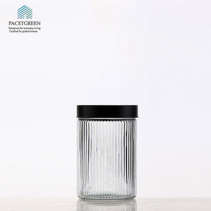 Glass Storage Jars Set Airtight Kitchen Containers with Black Lids for Food Storage