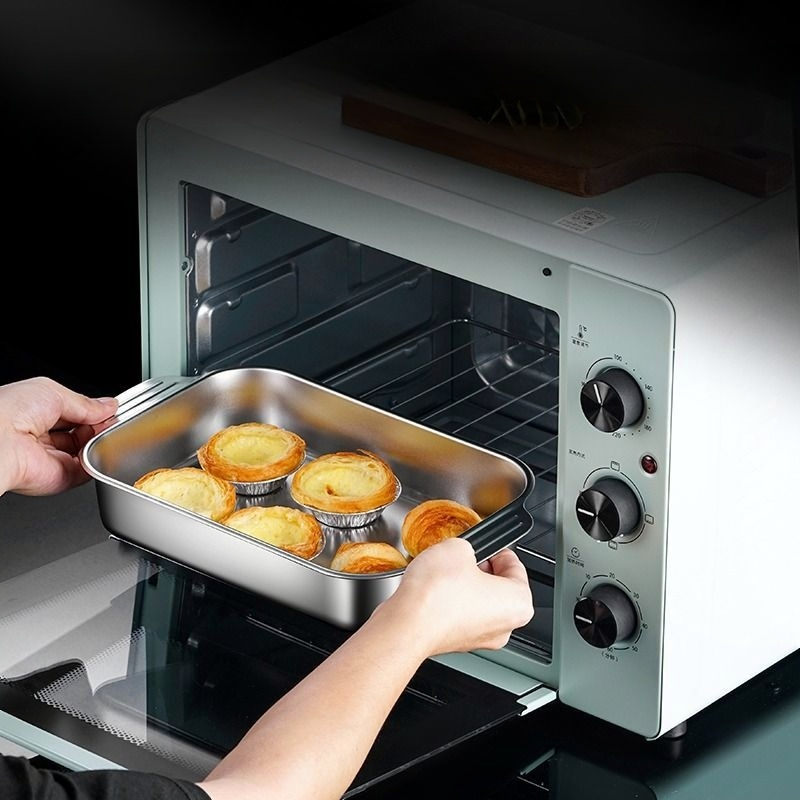 Supplier Rectangle Baking Pan Stainless Steel Food Serving Tray Without Lid