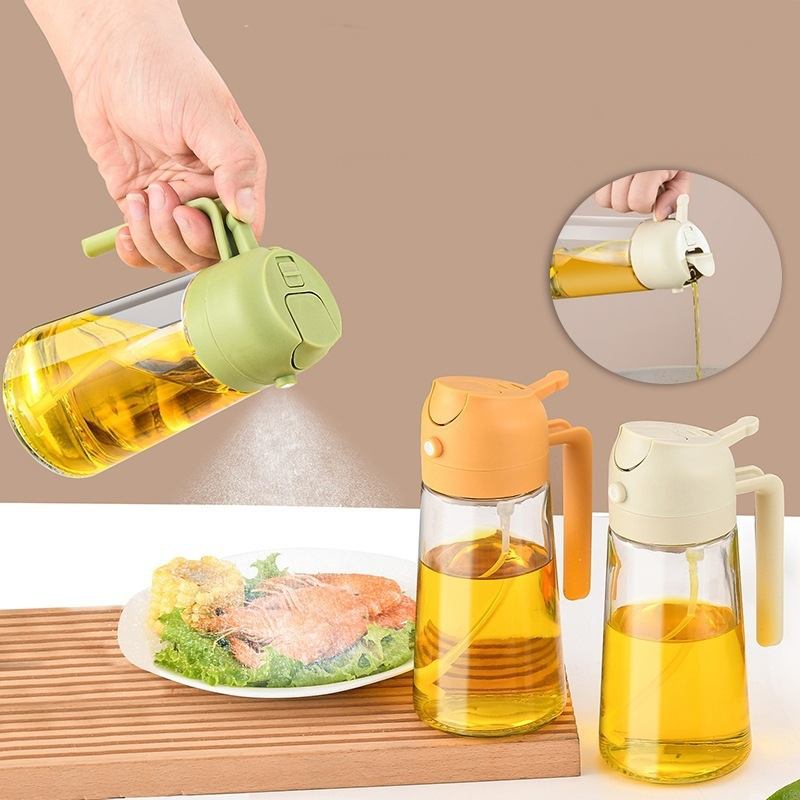 470ml Glass Oil Dispenser with Pump Sprayer | 2-in-1 Oil Mist & Pour Bottle