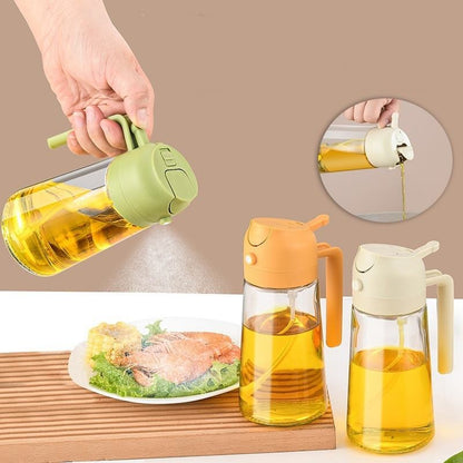 470ml Glass Oil Dispenser with Pump Sprayer | 2-in-1 Oil Mist & Pour Bottle