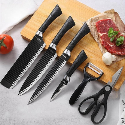6-Piece Kitchen Knife Set with Chef Scissors & Ceramic Peeler | Non-Stick Coated Stainless Steel Blades