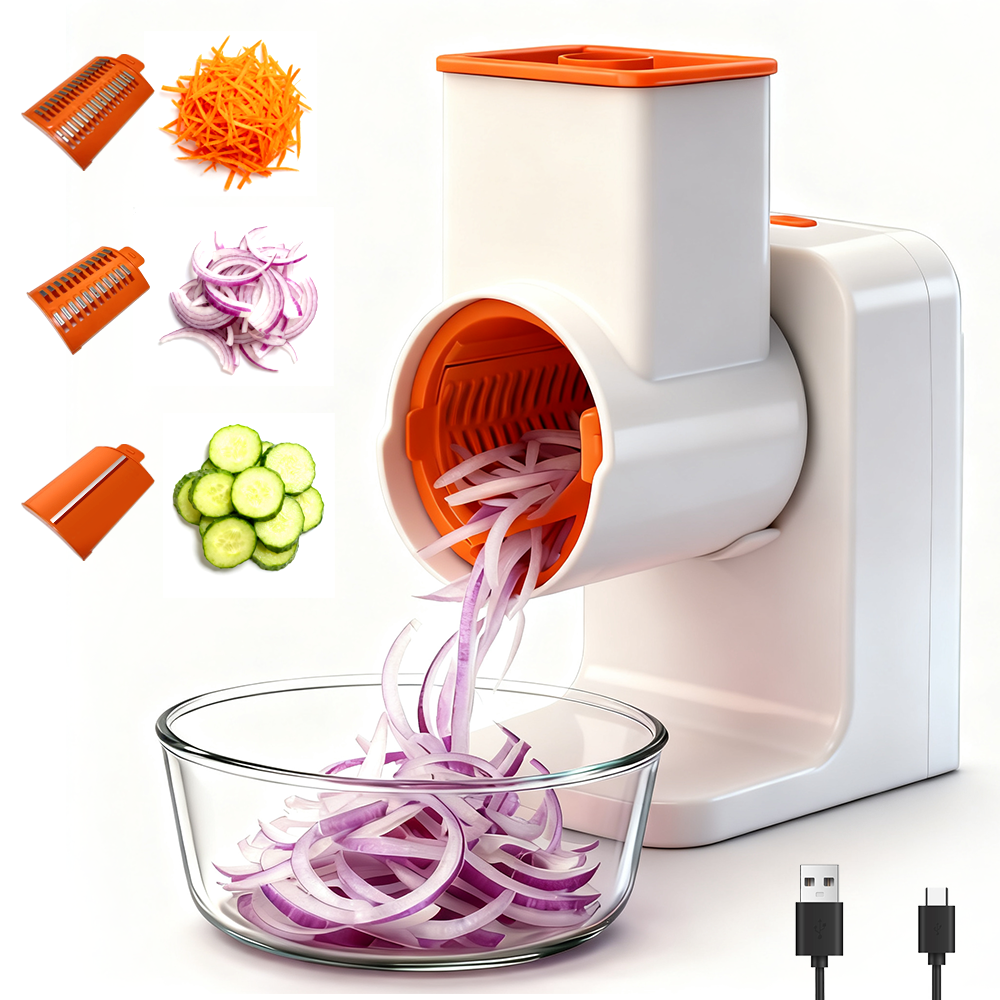 Electric Professional Vegetable Chopper | 6-Blade Stainless Steel Rechargeable Food Cutter (3000mAh)