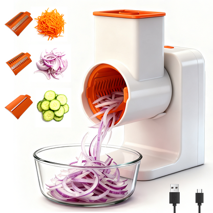 Electric Professional Vegetable Chopper | 6-Blade Stainless Steel Rechargeable Food Cutter (3000mAh)