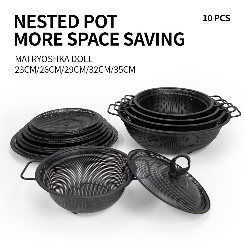 Yurtrain Metal Kitchen Utensils with Lid – Fruit Plate &amp; Drain Basket  Single