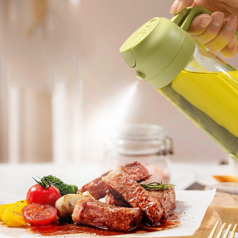 470ml Glass Oil Dispenser with Pump Sprayer | 2-in-1 Oil Mist & Pour Bottle