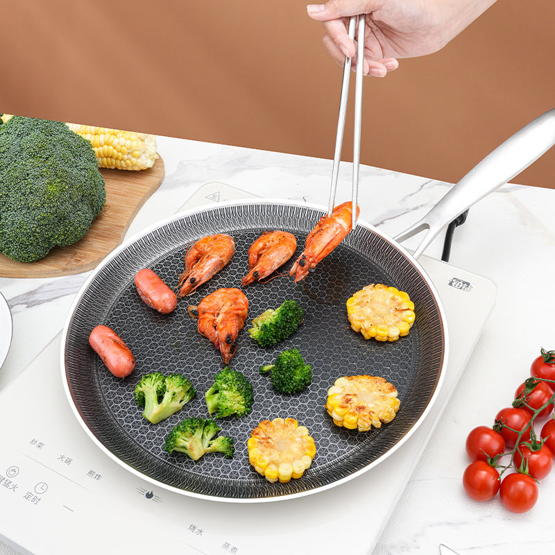 Stainless Steel Non-Stick Cookware Round Pancake and Egg Frying Pan Honeycomb Grilled Steak Pan for Hotels Restaurants