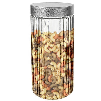 Glass Storage Jar Set | Airtight Kitchen Containers with Black Lids