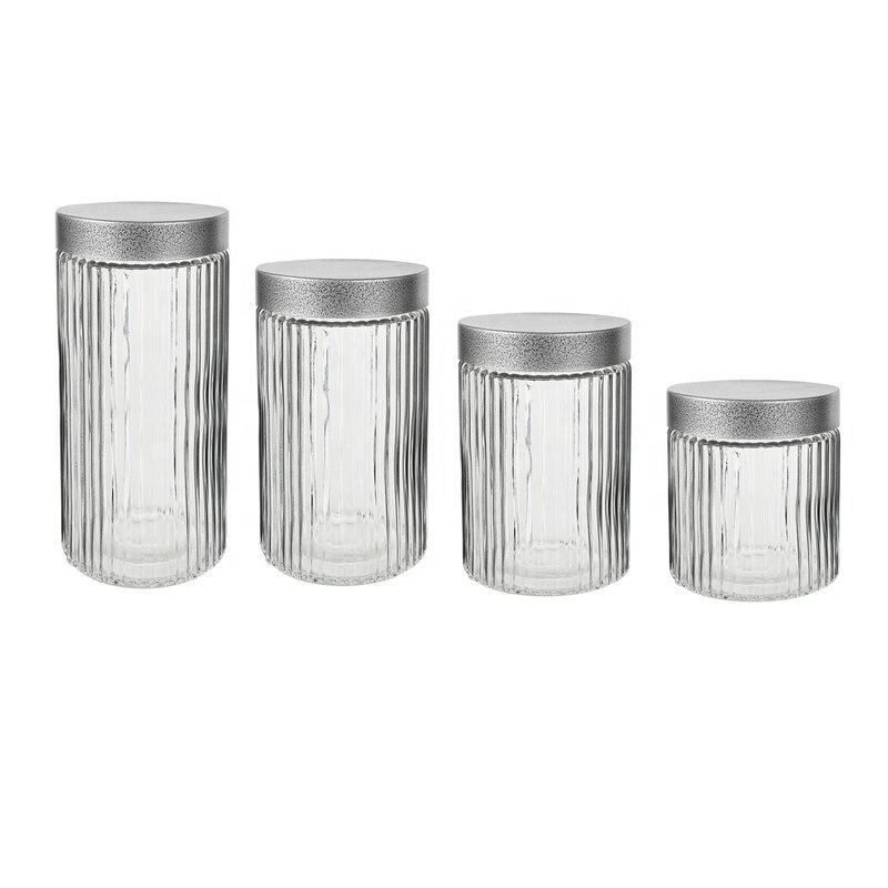 Glass Storage Jar Set | Airtight Kitchen Containers with Black Lids