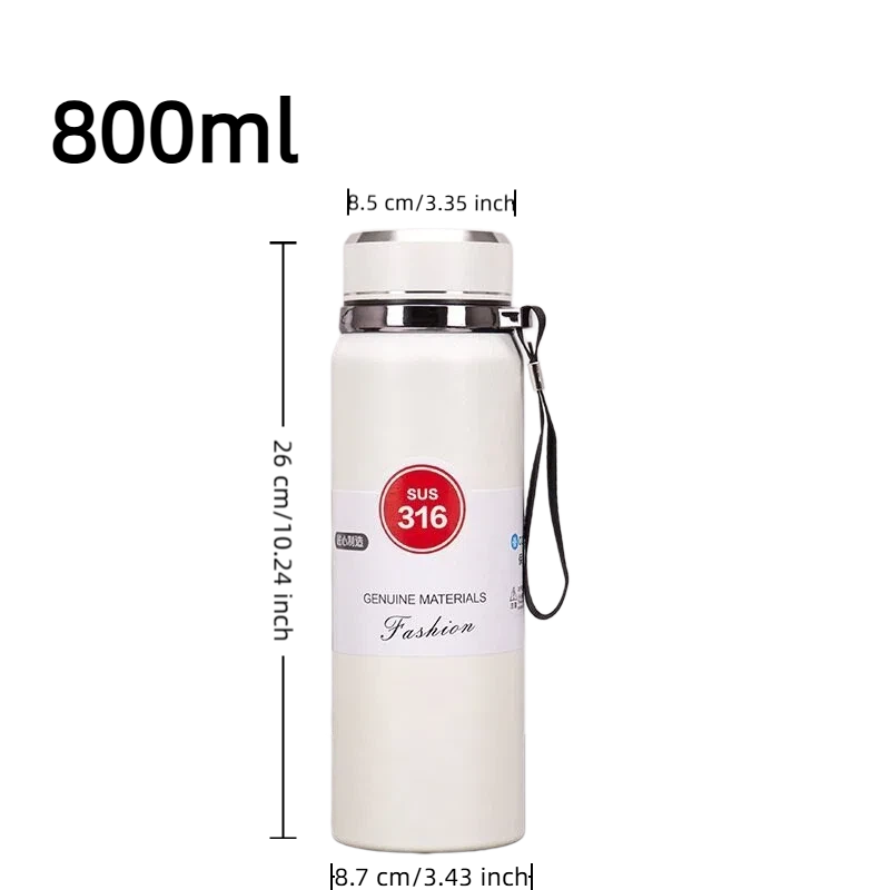 800ml 316 Stainless Steel Vacuum Insulated Water Bottle | Portable Sports & Travel Flask
