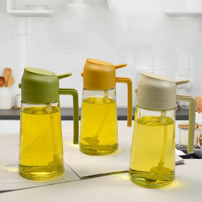 470ml Glass Oil Dispenser with Pump Sprayer | 2-in-1 Oil Mist & Pour Bottle