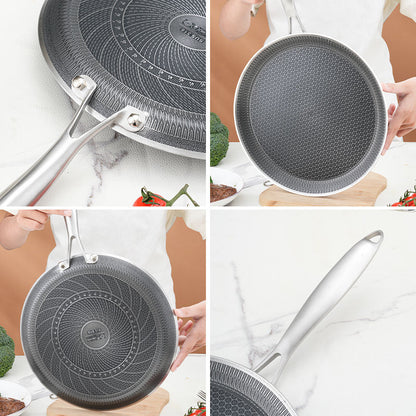 Stainless Steel Non-Stick Cookware Round Pancake and Egg Frying Pan Honeycomb Grilled Steak Pan for Hotels Restaurants