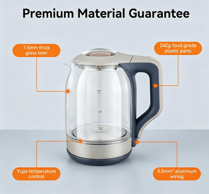 1.8L Electric Kettle 1500W | Fast Boiling Water Heater for Home & Office