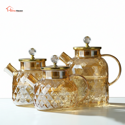 Large capacity modern glass pitcher front view