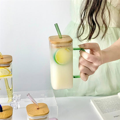 Office use glass cup with handle