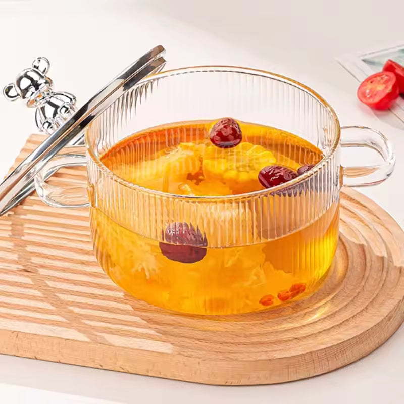 High Borosilicate Glass Stew Pot – 1.5L Transparent Soup Pot