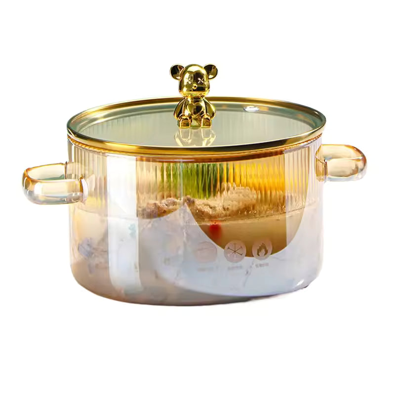 High Borosilicate Glass Stew Pot – 1.5L Transparent Soup Pot