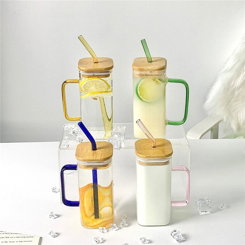 400ml Square Glass Cup with Handle