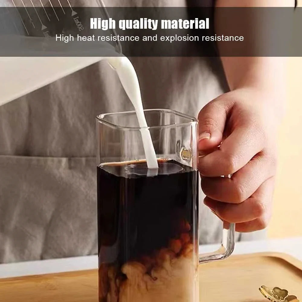 400ml Square Glass Cup with Handle