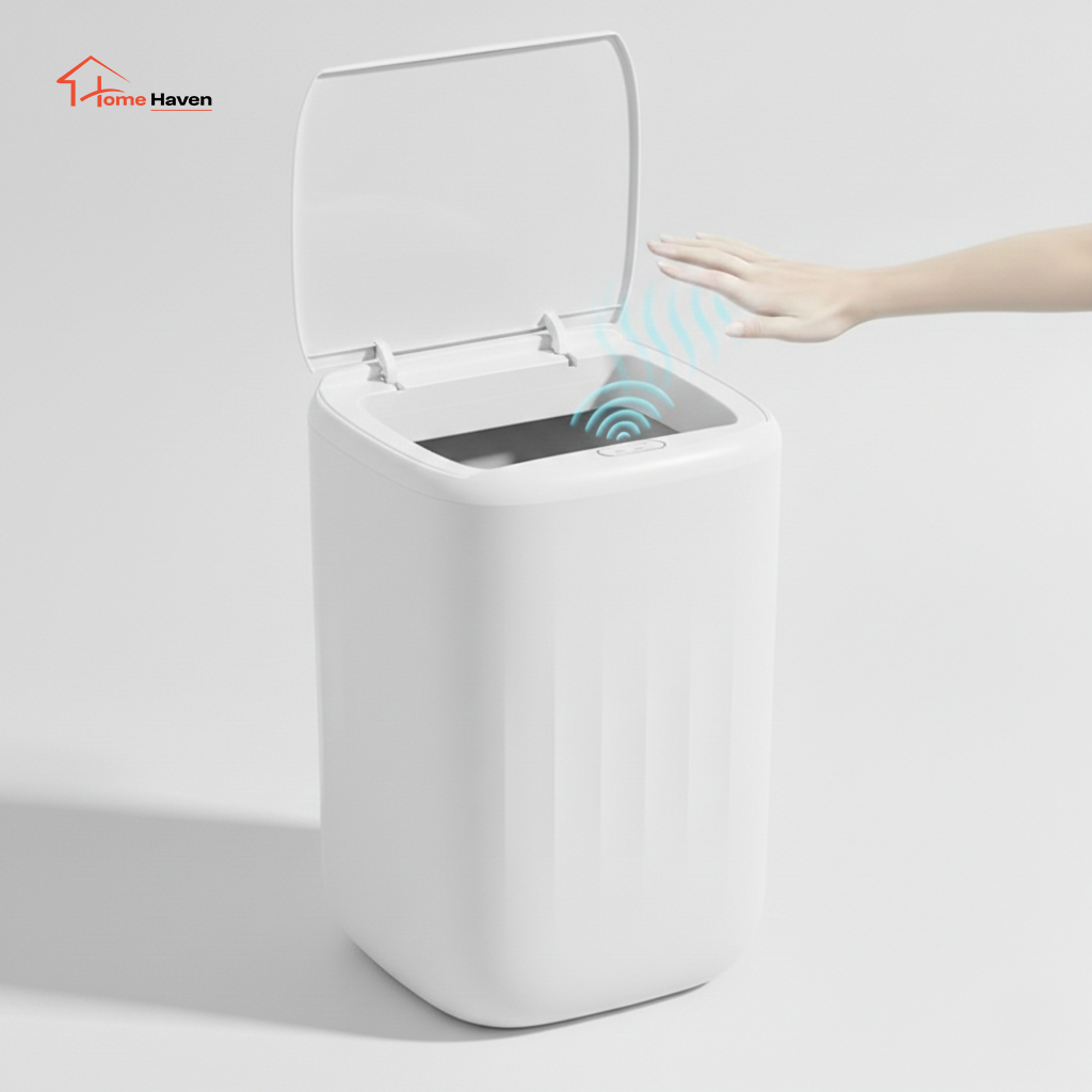Smart automatic sensor trash can front view
