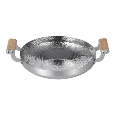 Stainless steel mini wok pan front view