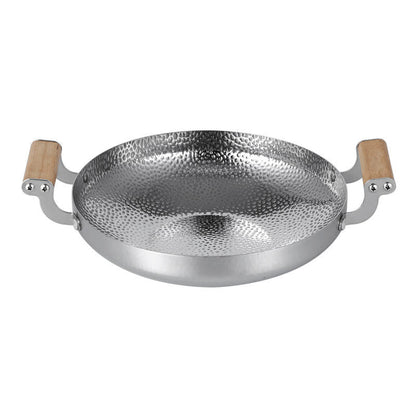Stainless steel mini wok pan front view
