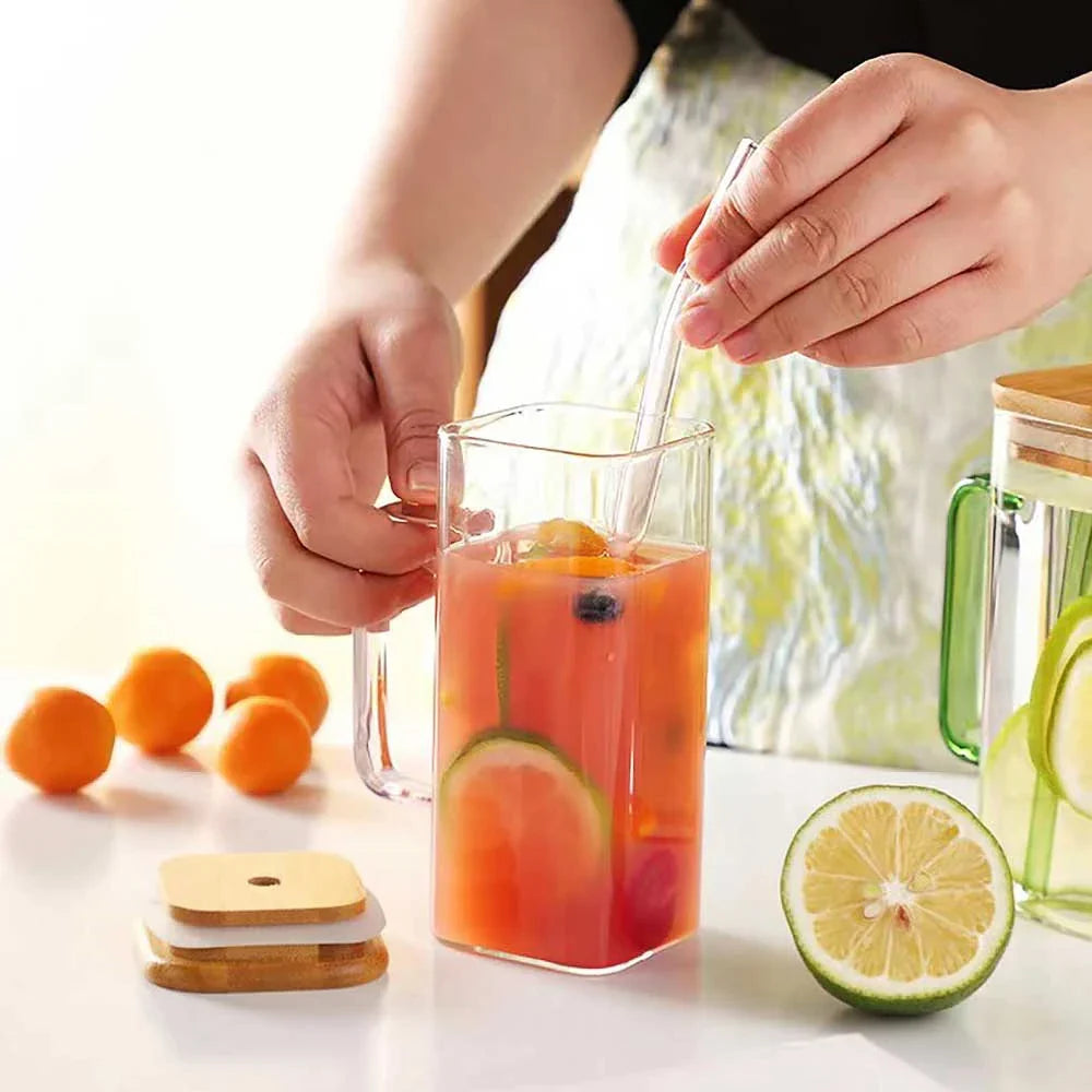 Transparent square glass cup