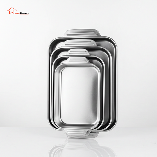 Supplier Rectangle Baking Pan Stainless Steel Food Serving Tray Without Lid