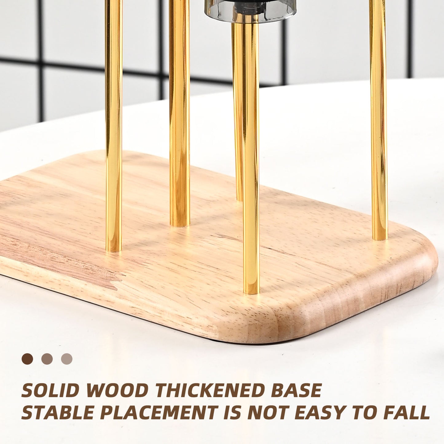 6-Cup Holder Tumbler & Water Bottle Organizer | Wooden Base Countertop Drying Rack